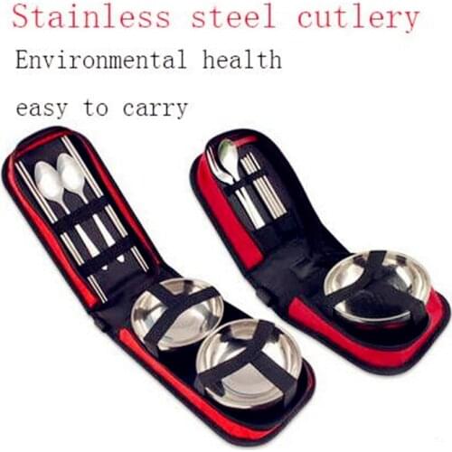 Travel supplies portable travel folding picnic bag Barbecue picnic cutlery set Outdoor stainless steel tableware
