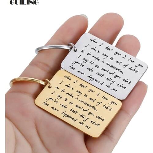 Dainty Personalized Custom Keychain Stainless Steel Handwritten Text Tag Key Chain Family Gift Car Key Accessories Men Jewelry
