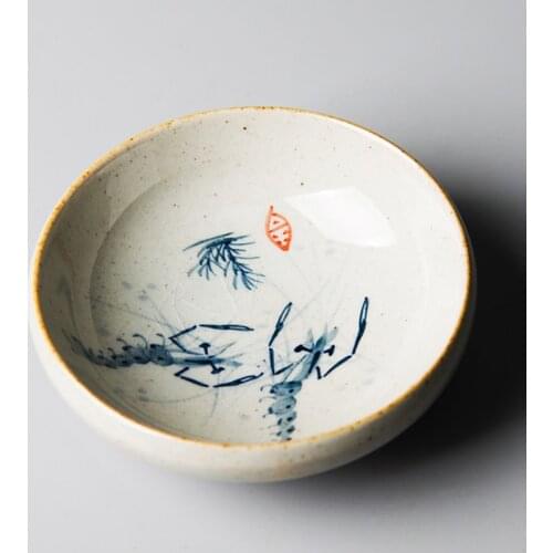 Hand-painted ceramic tea cup, retro blue and white tea cup, stoneware tea cup, Pu'er cup, Jingdezhen Kungfu tea set NO.YZ78