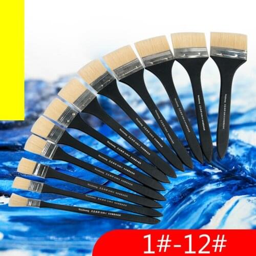 12PCS Watercolor Oil Art Paint Brush Bristle Acrylic Painting Art Scrubbing Brush Long Wooden Handle Cleaning Brush Aquarel