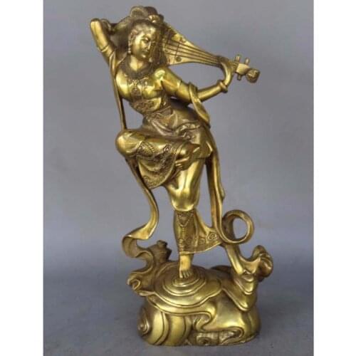 Dunhuang beauty bronze statue rebound pipa lute fairy Home decoration crafts
