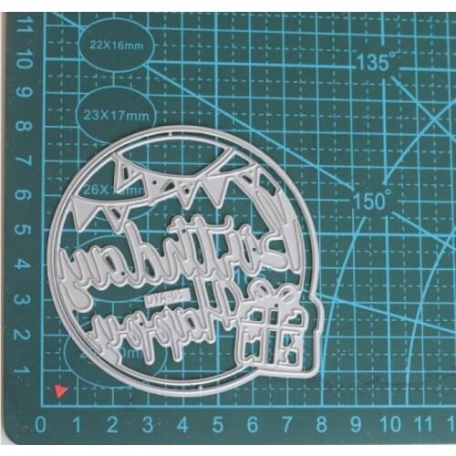 Circle Happy Birthday Gift Flag Die Cuts Scrapbooking Metal Cutting Dies New 2021 For Card Making