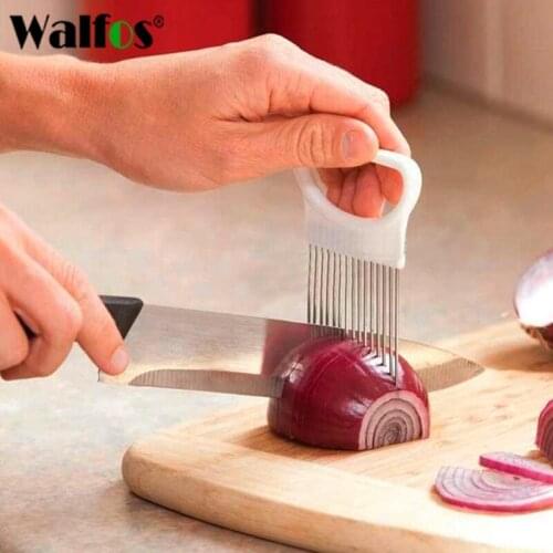 WALFOS Easy Cut Onion Holder Fork Stainless Steel Plastic Vegetable Slicer Tomato Cutter Metal Meat Needle Gadgets Meat Frok