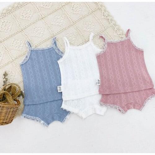 Summer Newborn Baby Girl Clothes Set Solid Color Sling Sleeveless Romper Tops Short Pants 2Pcs Infant Outfits