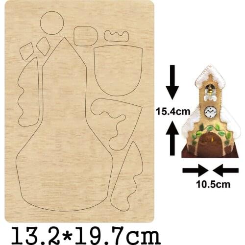 Cute Bracket Clock Keychain Cutting Wood Dies Bell Chain Ring Wooden Die Fit Common Die Cutting Machines on the Market 2020 New