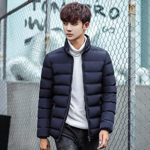 Mens Cotton-padded Clothes Jacket Winter Warm Youth Cotton-padded Clothes Mens Stand Collar Thick MenS Wear down Jacket