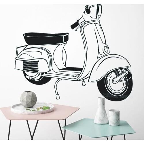 Vespa Wall Decal Bedroom Art-Scooter Retro Vespa Sticker Living Room Lounge Mod Motorbike Wall Stickers Home Interior Decor Z244