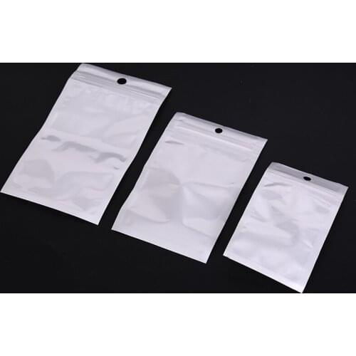 One Side Clear Self Seal Zipper Plastic Retail Packaging Pack Poly Bag Ziplock Storage Jewelry Packaging Hang Hole
