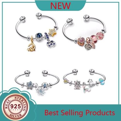 Original 925 Sterling Silver Exquisite Star Envelope Pendant With Crystal Bracelet Fit Original Pan Charm Diy Jewelry