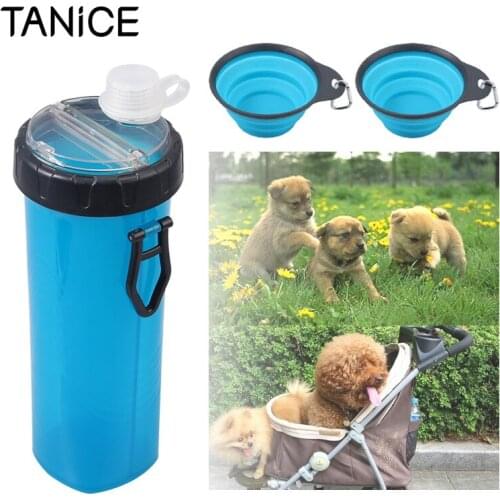 TANiCE Portable Travel Pet Dog Puppy Tow Matching Collapsible Food / Water Bottle & Bowl Reusable for Hiking Running Camping