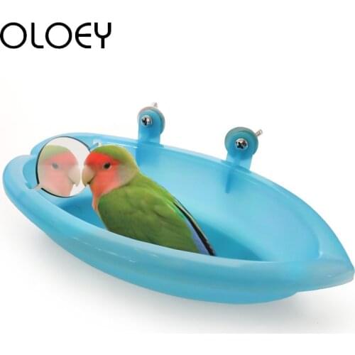 Pet Bird Parrot Bathtub With Small Mirror Bath Shower Box Bird Cage Pet Small Bird Parrot Cage Bird Toys Supplies Standing Box