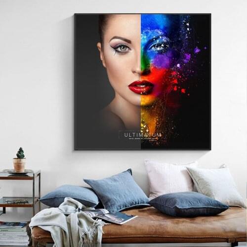 Double Dazzling Face Posters and Prints Wall Art Canvas Painting Modern Portrait Art Picture for Living Room Home Decor No Frame