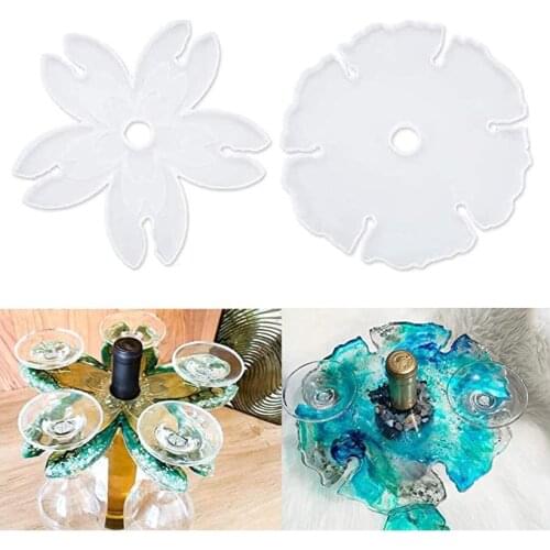 Resin World Floral Shape Flower Wine Glass Holder Resin Molds Wine Glass Butler Silicone Molds for Wine Rack Epoxy Resin Mould