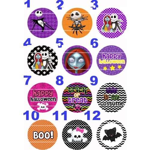 Handmade 10mm~30mm Colorful picture Halloween Round Glass Cabochons for Necklace Decoration and Phone Chain Accessaries60/PCS188