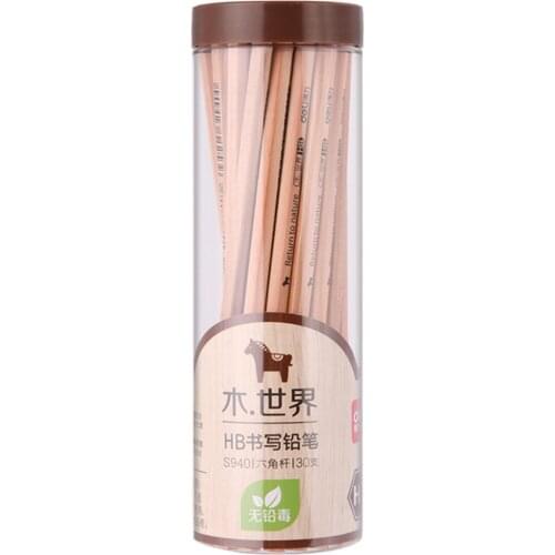 S940 log barreled pencils 30 HB hexagonal writing pencils student stationery wholesale Learning Stationery Office Supplies