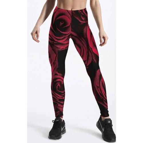 Sexy Sport Yoga Leggings Fashion Flexible Running Pants Mujer Rose Flower Pattern Big Large Fat Tights Womens New Designs