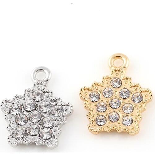20*17mm Silver Rhinestone Flower Charms Pendant Fit DIY Bracelet Necklace Jewelry Findings Accessories