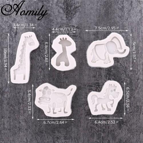 Aomily Cartoon Animal Shaped Elephant Giraffe Silicone Mold Soap Candy Fondant Cake Chocolate Christmas Cookies Barking Molds