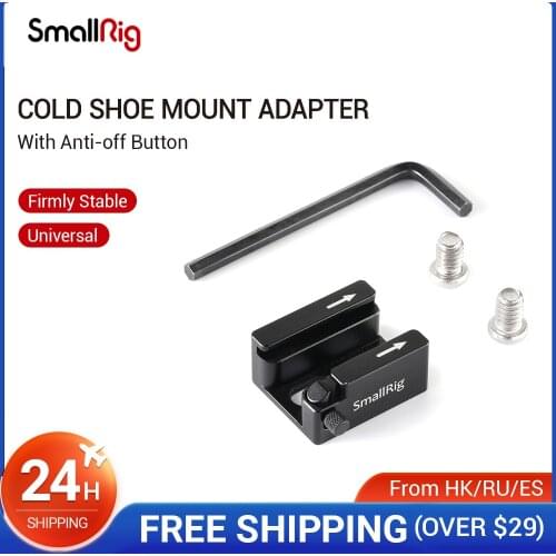 SmallRig Cold Shoe Mount Adapter with Anti-off Button For Camera Cage/Monitor/Handle/Plate With 1/4"-20 Threaded Holes-2260