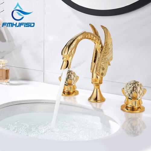 Crystal Handle Swan Bathroom Basin Faucet Hot Cold Mixer Faucets Basin Faucet Torneira Taps Deck Mounted