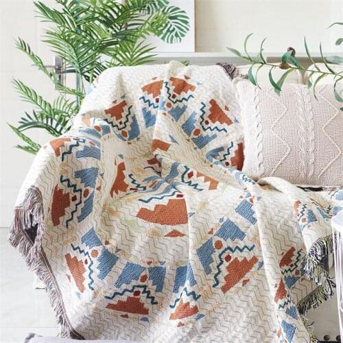 Bohemian Knitted Sofa Couch Blankets Bedspread Bench Settee Covering Sunscreen Cape Baby Kids Bedspread Tablecloth