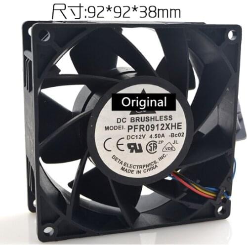 Original 100% working 90*90*38mm PFR0912XHE 9CM 90mm 4.5A 12V Server Extensions machine cooling fan