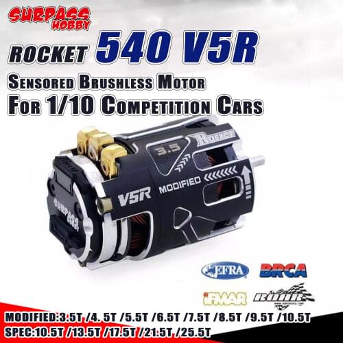 SURPASS HOBBY Rocket 540 V5R Sensored Brushless Motor Waterproof 3.175mm 3.5-25.5T Modified Spec Stock for 1/10 1/12 RC Car Wpl