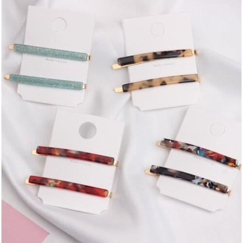 2pcs/set Acetate leopard-print hairpin ladies one-word retro clip the back of the head hairpin side Japanese clip headdress
