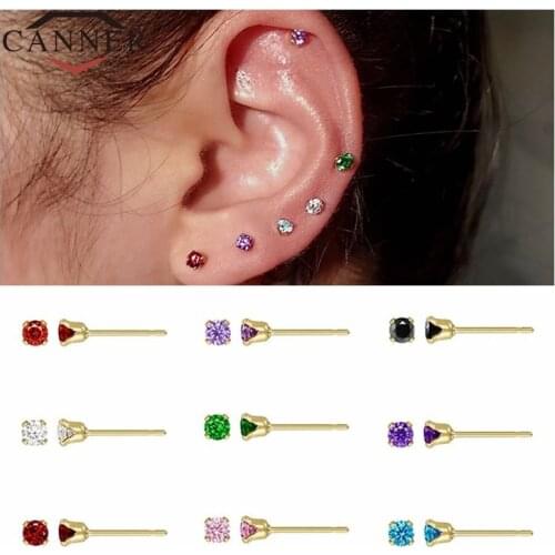 CANNER Hot Sale Unsex Simple Color 925 Sterling Silver Stud Earrings for Women Piercing Earring Earings Fine Jewelry pendientes