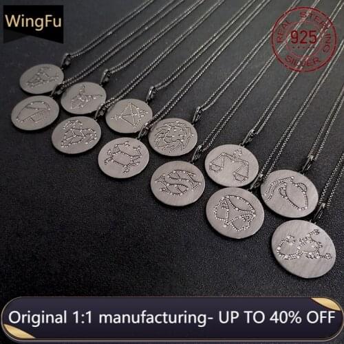 S925 sterling silver black 12 constellation inlaid zircon pendant necklace women fashion luxury brand Monaco jewelry gift