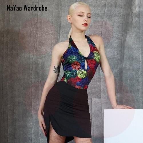 2021 New DL556 Bare Back V Neck Patchwork Design Latin Dance Dress Dancing Performance Women Dress Ballroom Samba Tango