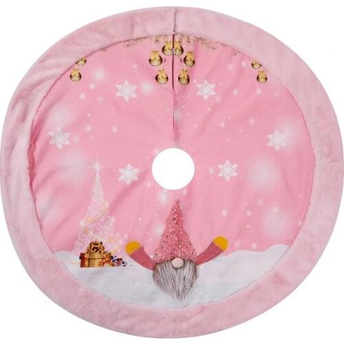 1pc Christmas Tree Skirt 108cm Pink Plush Christmas Tree Fur Carpet Xmas Floor Mat Ornaments Floor Mat Cover Home Party Decor