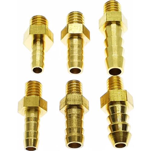 2.5/3/4/5/6/8/10/12mm Hose Barb xM3/4/5/6/8/10/12/14/16 Metric Male Mini Brass Hosetail Pipe Fitting Connector Water Home Garden