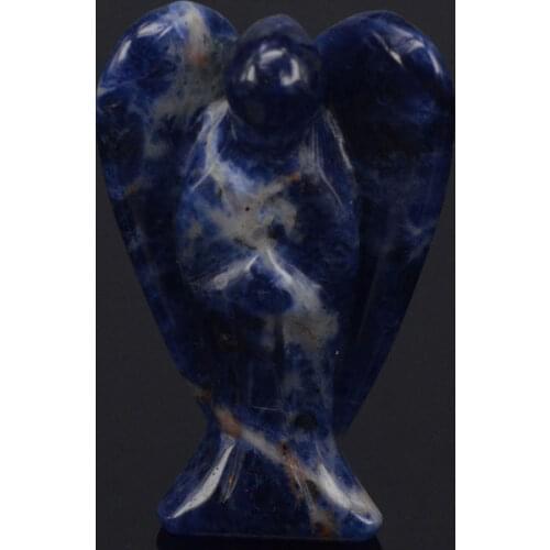 2inch Blue Sodalite Gems Carving Angel Natural Crafts Stone Figurine Chakra Healing Reiki Stone