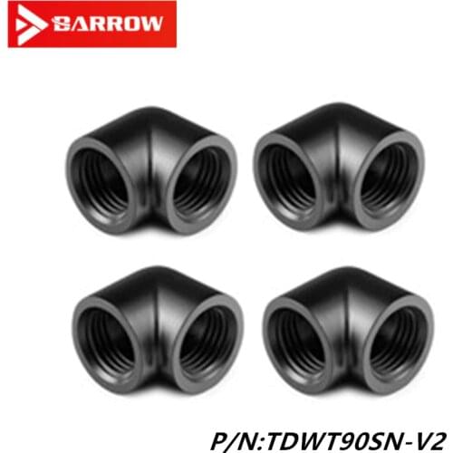 4PCS Barrow G1 / 4 "black / bright silver / white 90 degree double internal teeth adapter with elbow TDWT90SN-V2 Free shipping