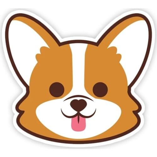 A0132# 13 cm/17 cm Self-adhesive Decal Corgi Head Cute Dog Car Sticker Waterproof Auto Decors on Bumper Rear Window Laptop