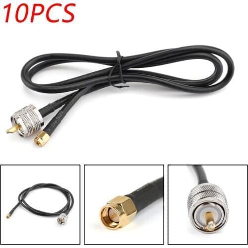 Areyourshop 10Pcs Wholesale RG 58 PL259 SMA Male to UHF Male RF Straight Pigtail Jumper RG58 Coaxial Cable 100cm 3ft