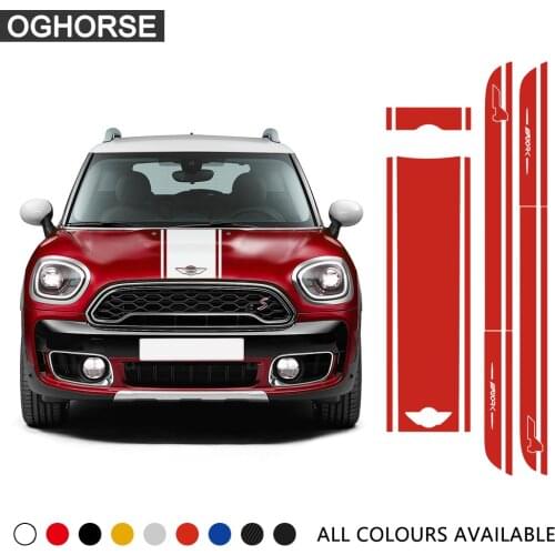 Car Hood Bonnet Trunk Engine Rear Door Side Stripes Decal Sticker All4 for MINI John Cooper Work S Countryman F60 2017-Present