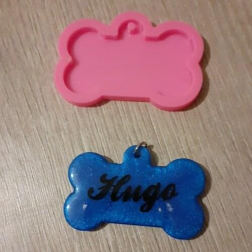 Shiny Tag Label Dog Bone Keychain Casting Silicone Mold Crystal Epoxy Resin Mold DIY Crafts Jewelry Making Tools
