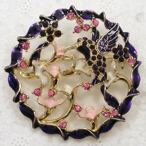 12pcs/lot Wholesale Christmas Gift Brooch Crystal Rhinestone Enamel Flower Bird Pin brooches Pendant C102108