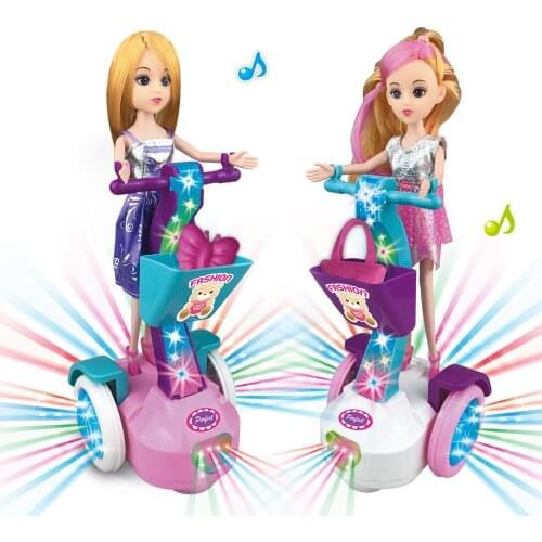 16cm electric toy princess doll music LED flashing light doll balance car toy girl birthday gift cute smart toys