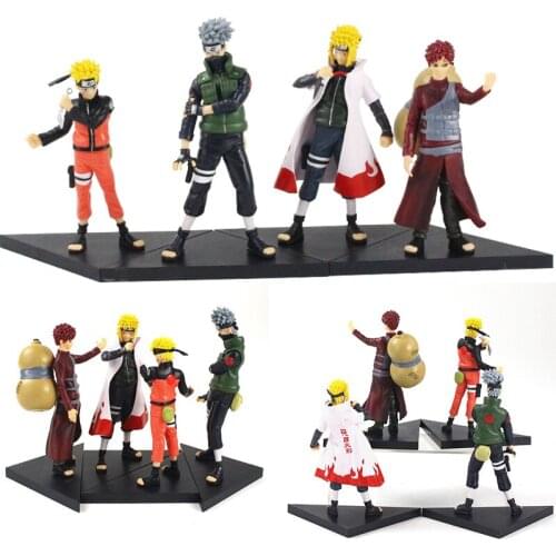 4pcs/set 16-19cm Naruto Figure Toys Uzumaki Kakashi Gaara Minato PVC Action Figure Model Toys Doll