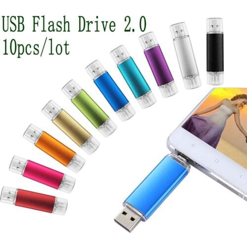 10pcs/lot custom Logo otg usb flash drive pen drive Smart Phone 4GB 8GB 16GB 32GB 64GB OTG pendrive memory cel usb stick gift