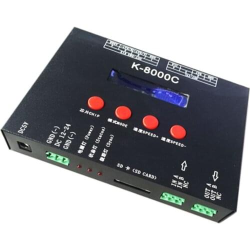 K-8000C programmable DMX/SPI SD card LED pixel controller;off-line;DC5-24V for RGB full color led pixel light strip