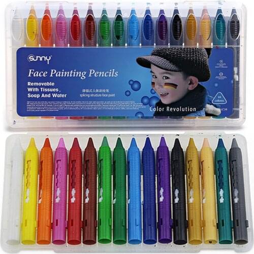 16 Colors Face Painting Pencils Splicing Structure Face Paint Crayon for Children Party Makeup Christmas Body Painting Pen Stick