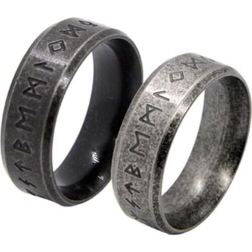 Viking Ring 316L Stainless Steel Jewelry Punk Biker Unisex Black Mat Ring Size 7-13