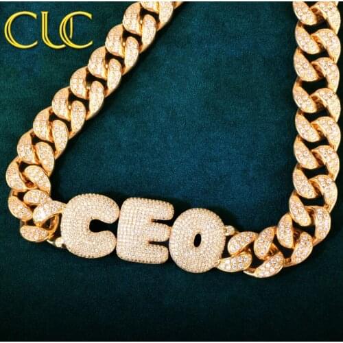 Custom Name Bubble Letter Pendant For Men With 20MM Cuban Chain Necklaces Hip Hop Rock Street Jewelry