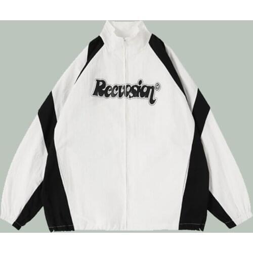 Black and White Letters Printed Campus Jacket Men Harajuku Hip-hop Streetwear Unisex Coats Sports Couple Oversize Spring Jacket