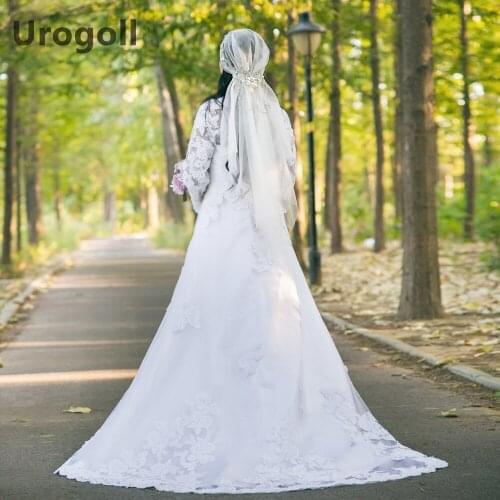 Fashion Wedding Veil Accessories Lace Veil Women Brides Veil Pearl Crystal Church Hat-style Flower Veil For Bride Wedding Dress