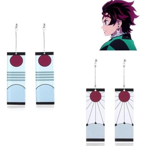 Cartoon Anime Demon Slayer: Kimetsu No Yaiba Peripheral Earrings Kamado Tanjirou Cosplay Prop Accessories Acrylic Earring Gift